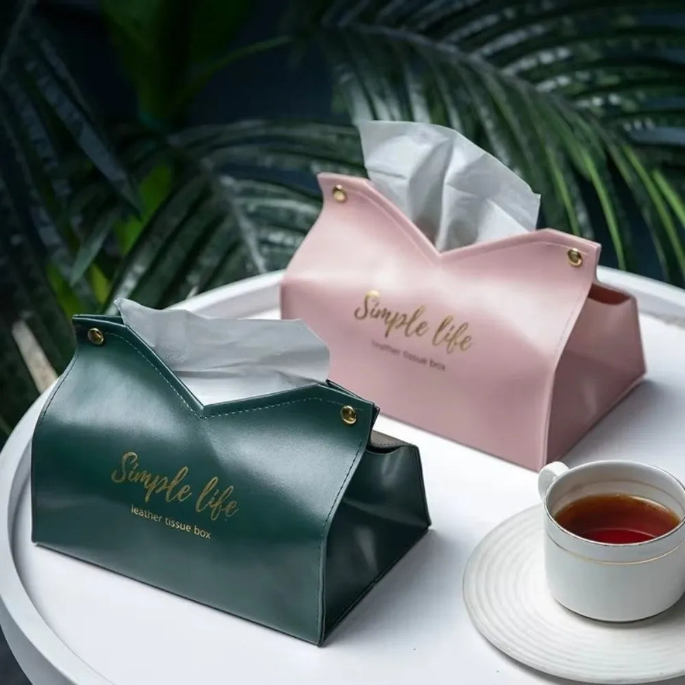 Modern PU Leather Tissue Box Cover | Home & Car Napkin Holder