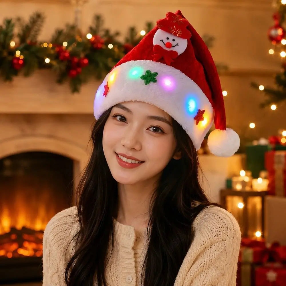 LED Flashing Christmas Hat – Light-Up Snowman & Elk Holiday Hat
