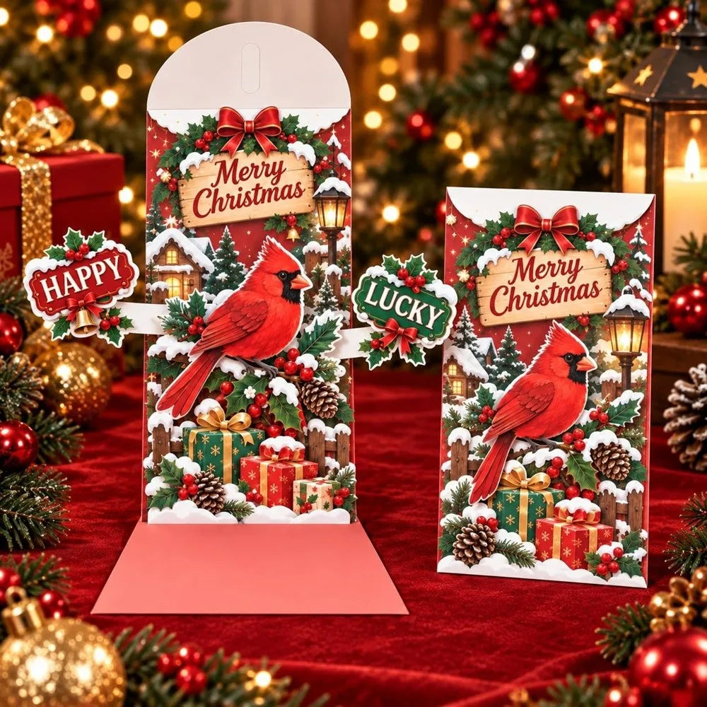 Pop-Up 3D Christmas Money Card – Santa & Snowman Gift Holder