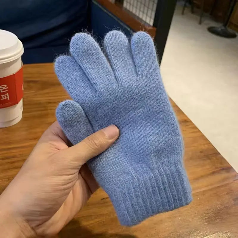 Women's Thick Cashmere Knit Winter Gloves – Full Finger Warm