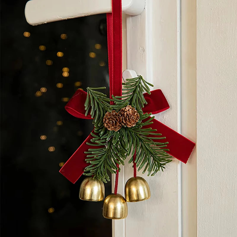 Christmas Pinecone Bell Bow Ornament – Tree, Door & Car Decor