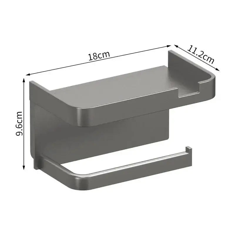 Wall-Mount Toilet Paper Holder with Phone Shelf & Storage