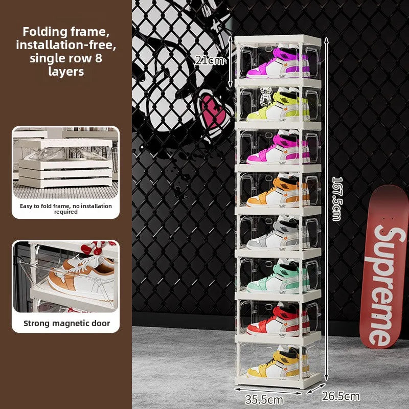 Multi-Tier Clear Shoe Rack | Dust-Proof Transparent Cabinet