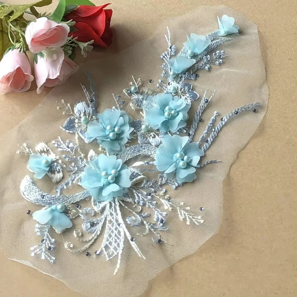 3D Sequined Floral Embroidery Patch – DIY Flower Appliqué