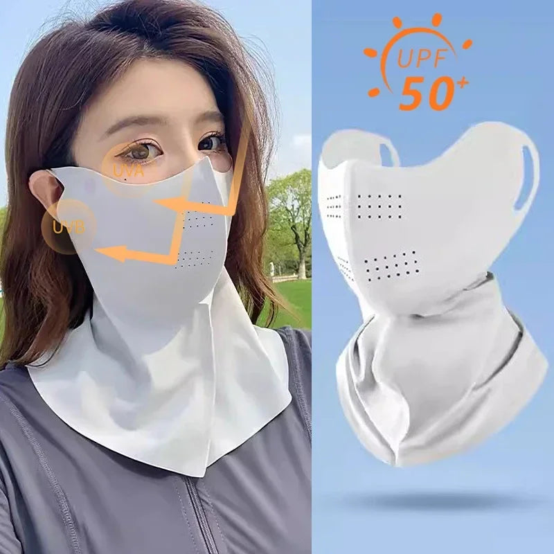 Women's Ice Silk Face Mask & Neck Scarf – UPF50+ UV Protection