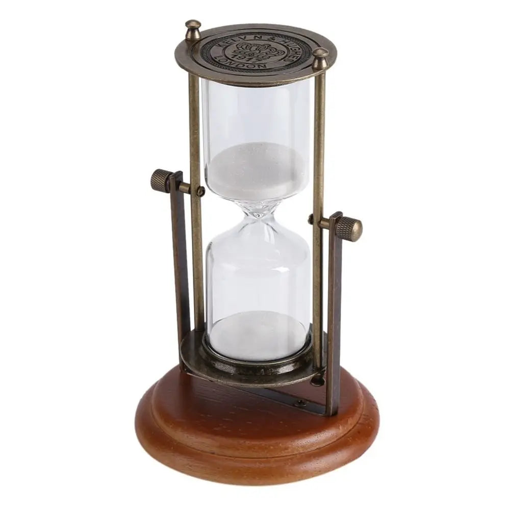 Wood Base Hourglass Sand Timer – 15 & 30 Min Desktop Décor