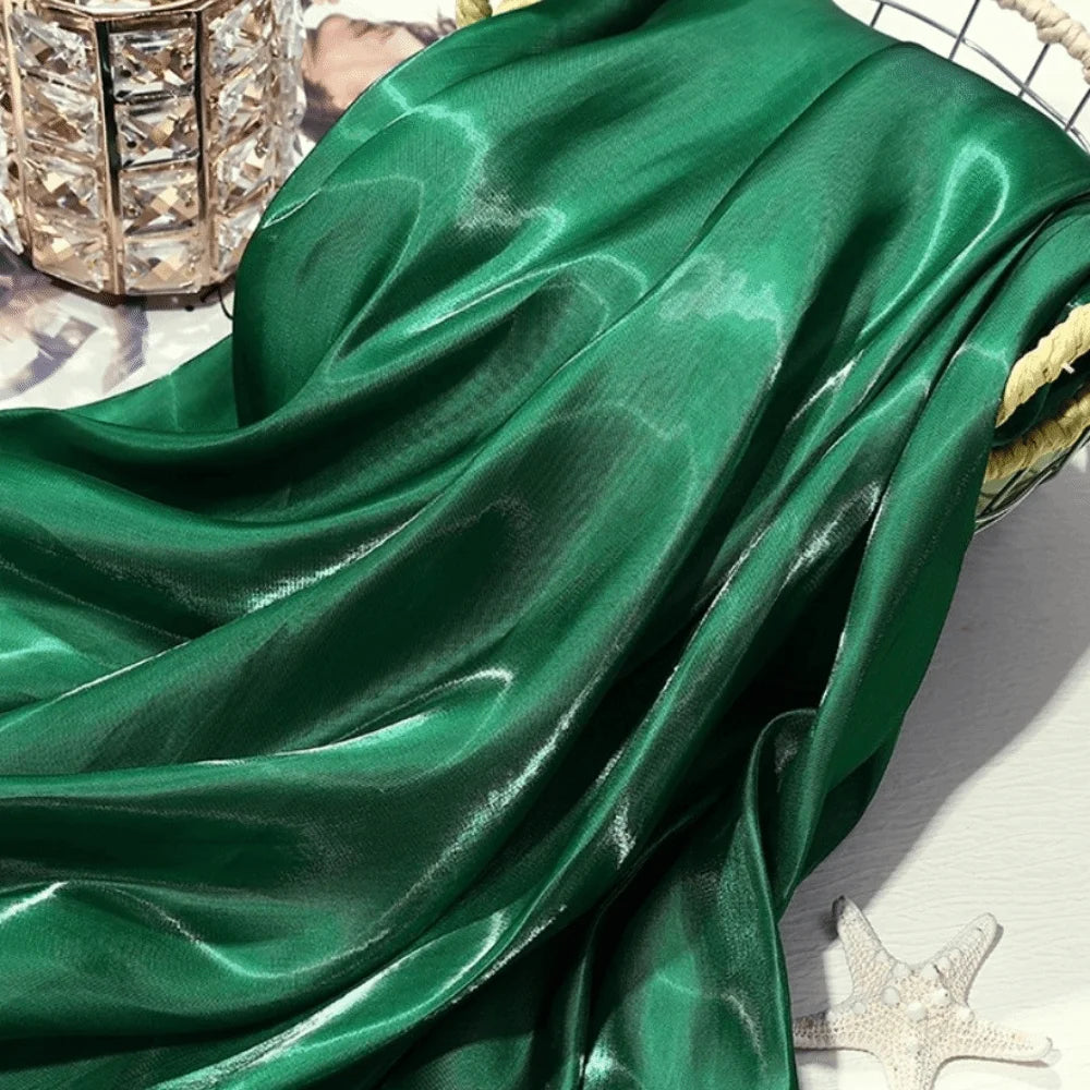Reflective Liquid Satin Fabric – Metallic Water Gloss Texture