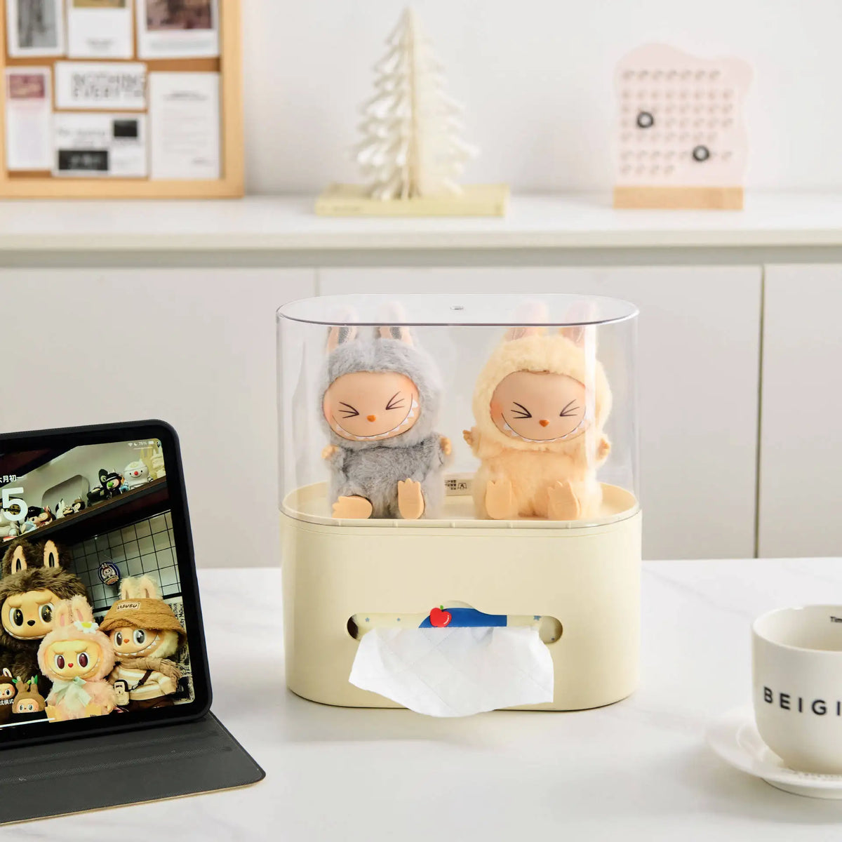 Clear Dustproof Display Case & Tissue Box for Collectible Figures