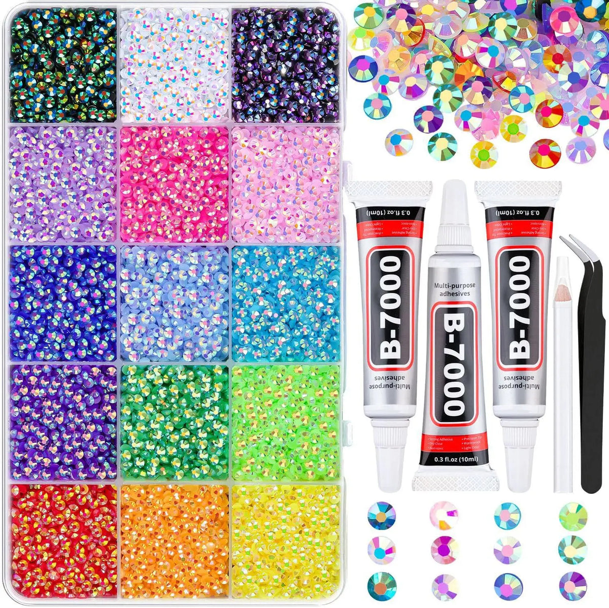 Resin Rhinestone Bedazzling Kit – 3mm Flatback Jelly Gems 15/24/40