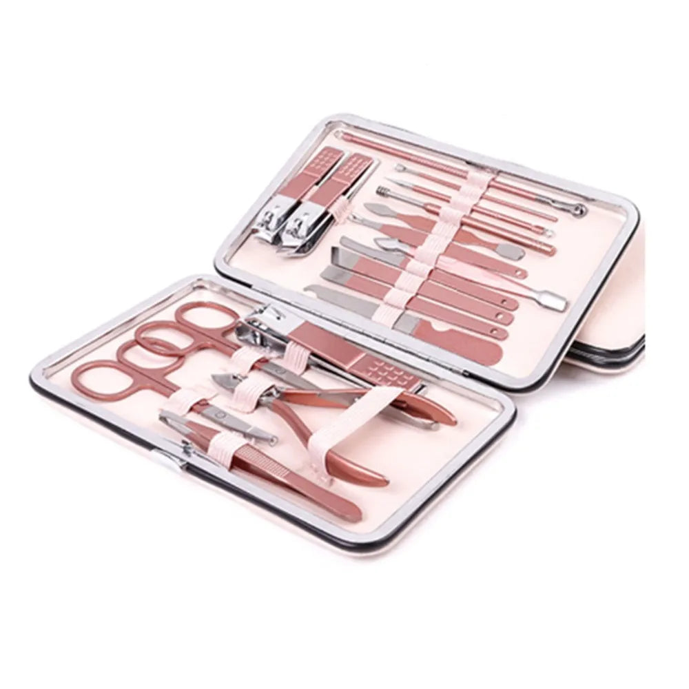 18-Pc Rose Gold Stainless Steel Nail Clipper & Grooming Kit