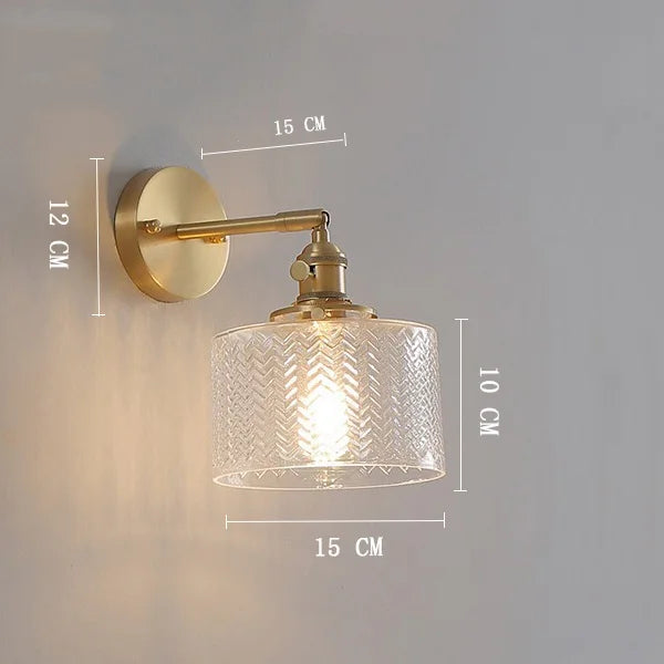 Vintage Glass Wall Lamp E27 LED Sconce – Bedroom & Bathroom