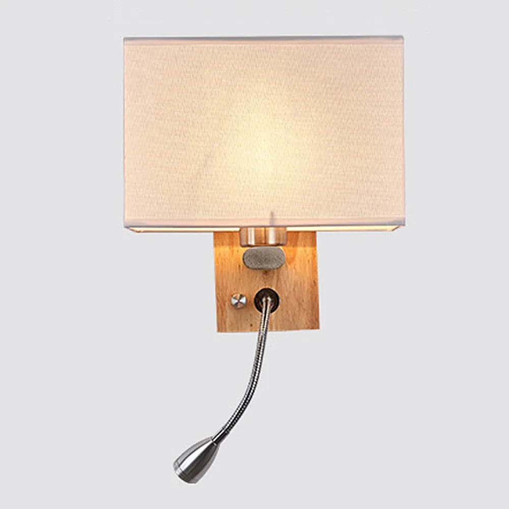 Swing Arm Wall Sconce | E26/E27 LED, Wood Base, Rotary Switch