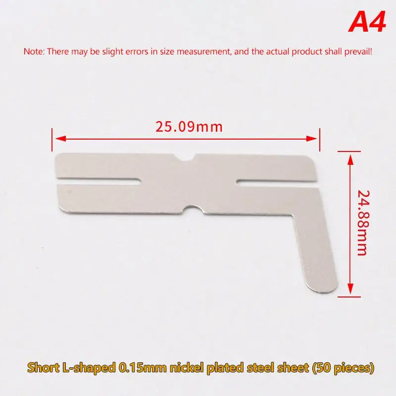 50-Pack T-Shape Nickel Tabs for 18650 Battery Spot Welding