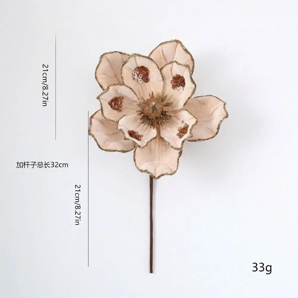 Glitter Artificial Poinsettia Flower 21cm – Christmas Décor