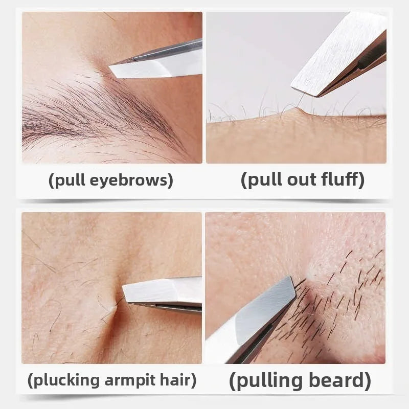 Stainless Steel Flat Tip Eyebrow Tweezers | Precision Beauty Tool