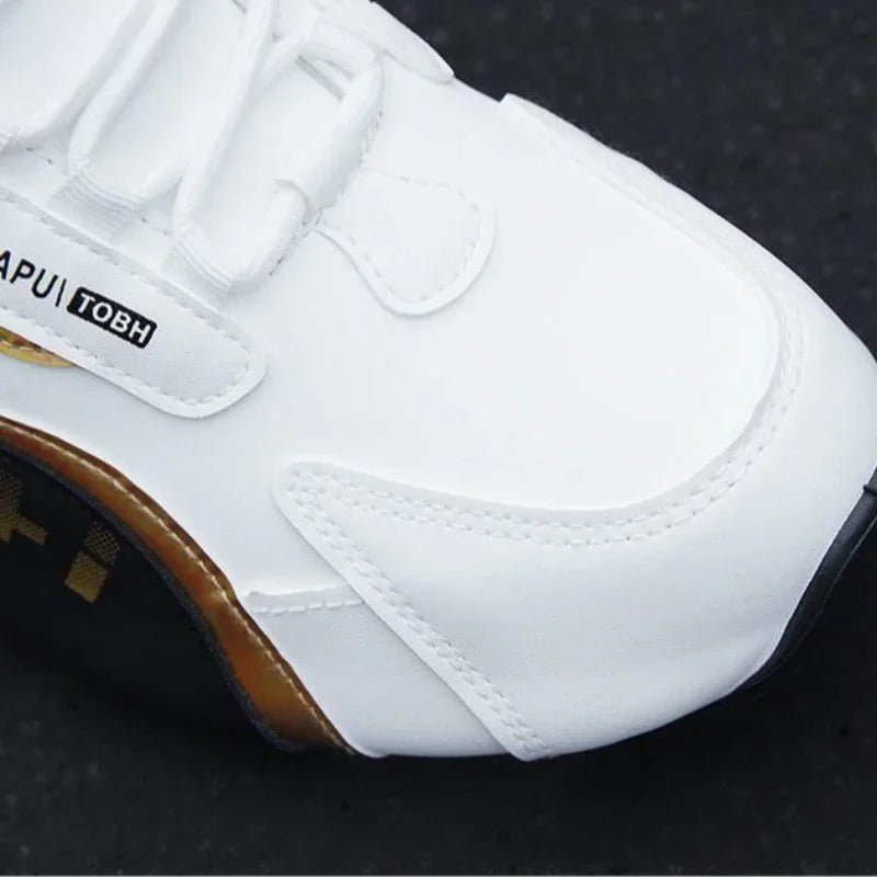 LEDP Men's Lightweight Leather Sneakers – Breathable Casual Shoes