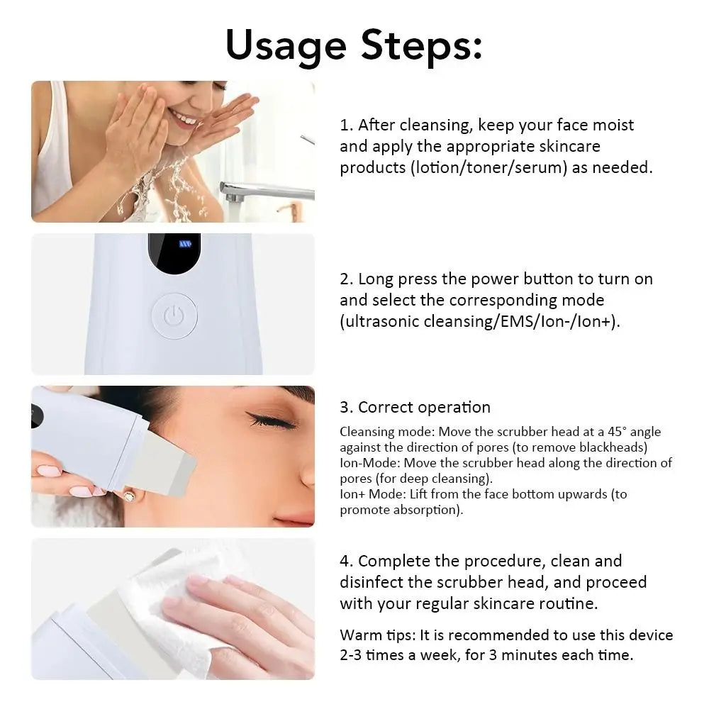 Ultrasonic Skin Scrubber – Ion & EMS Facial Lifting Device
