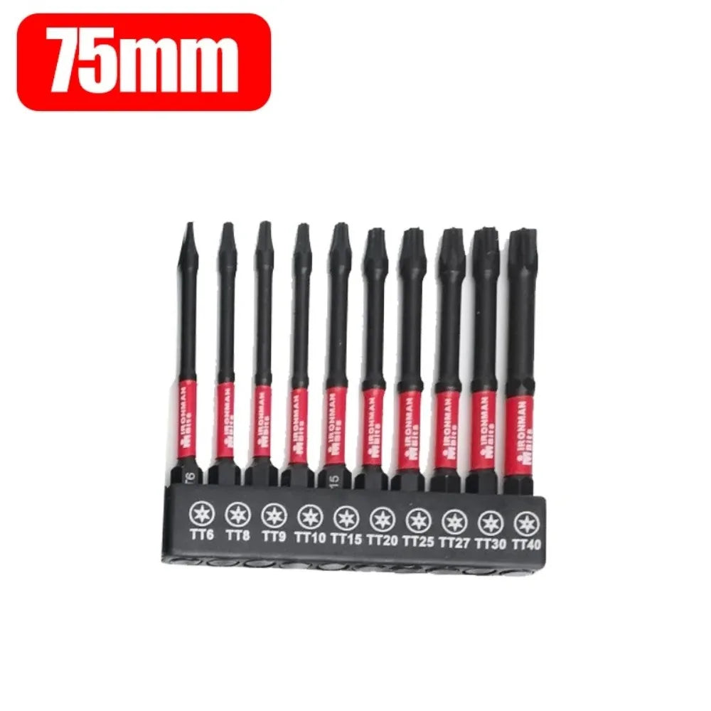 S2 Steel Magnetic Impact Screwdriver Bits Set – Torx 25–150mm