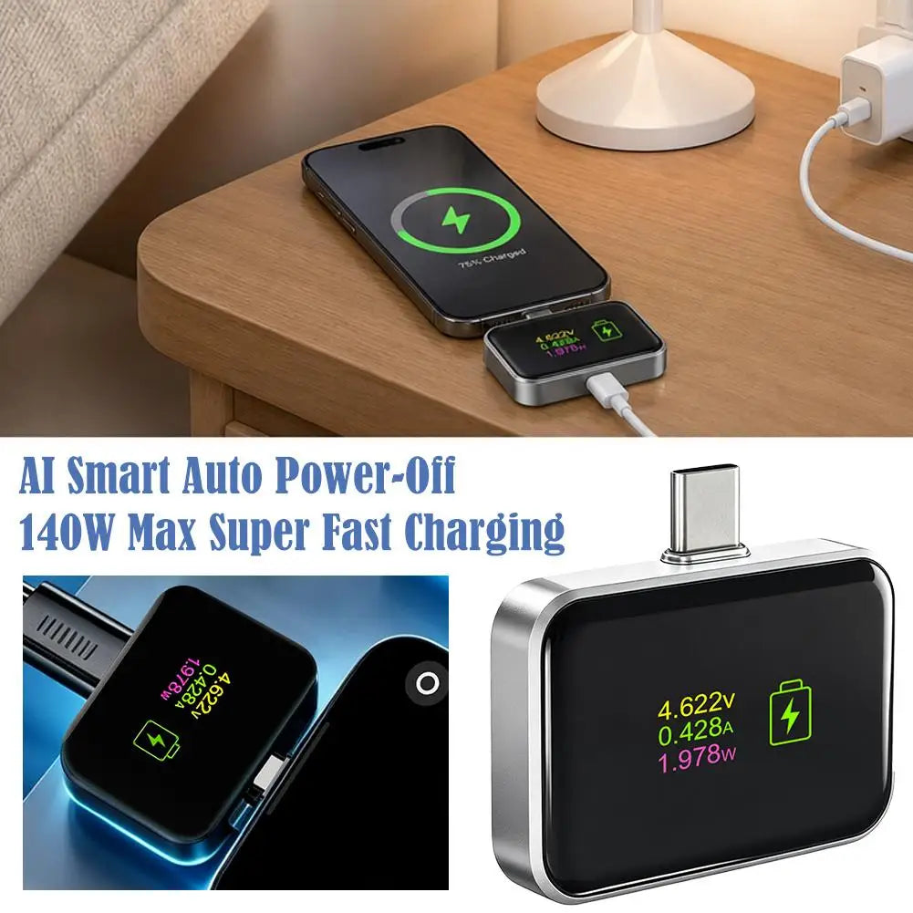 Smart Auto Power-Off USB Charger – 140W Digital Display