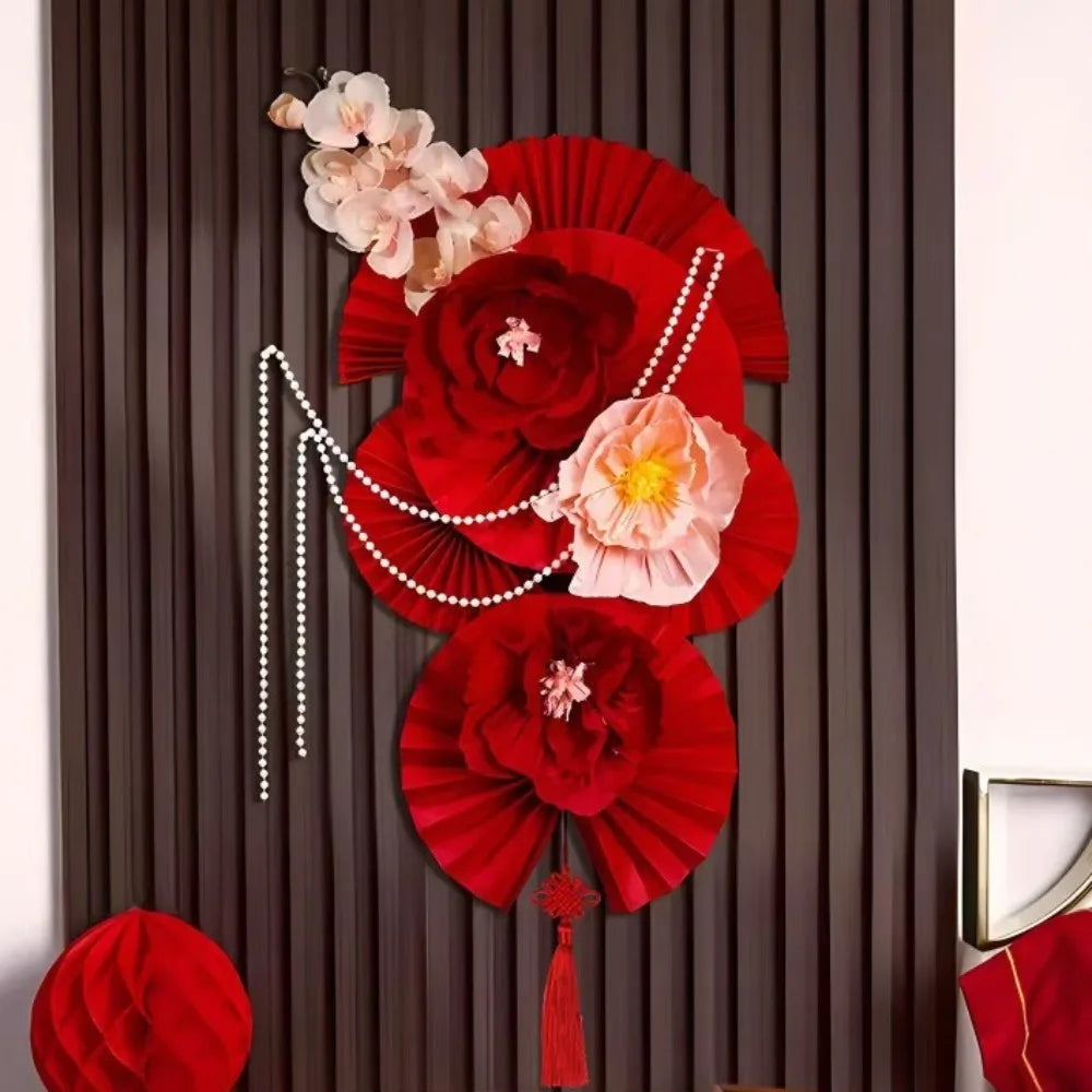 Chinese New Year Paper Flower Backdrop – DIY Red Spring Decor