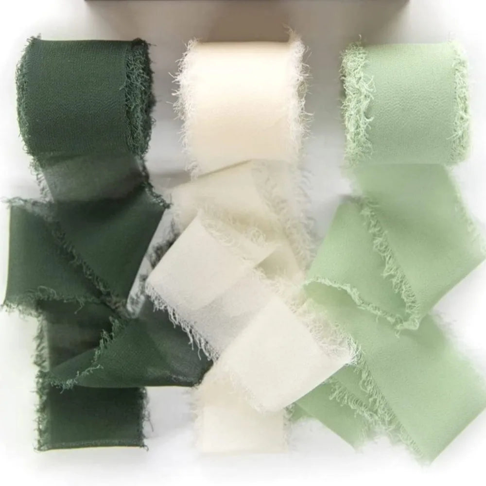 3-Roll Fringe Chiffon Ribbon – 5m DIY Wedding & Craft Décor