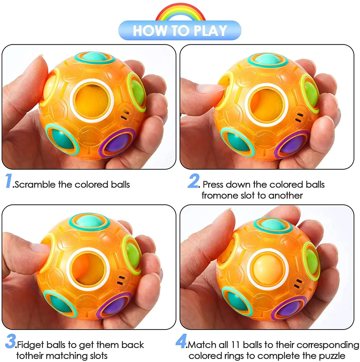 Magic Rainbow Puzzle Ball – 3D Color Matching Brain Teaser Toy
