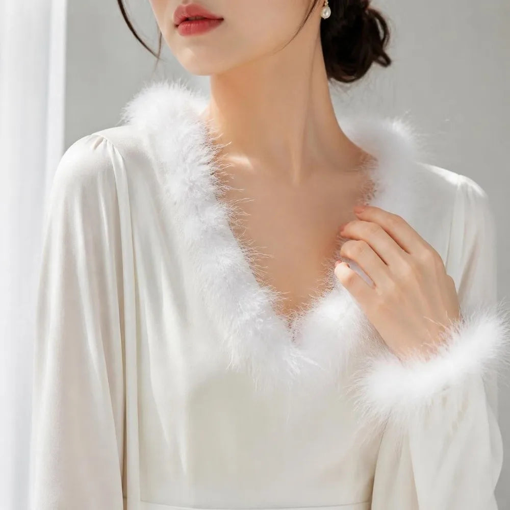 White Feather Boa Trim 2-Pack – Fluffy 2.2 Yard DIY Craft Strip