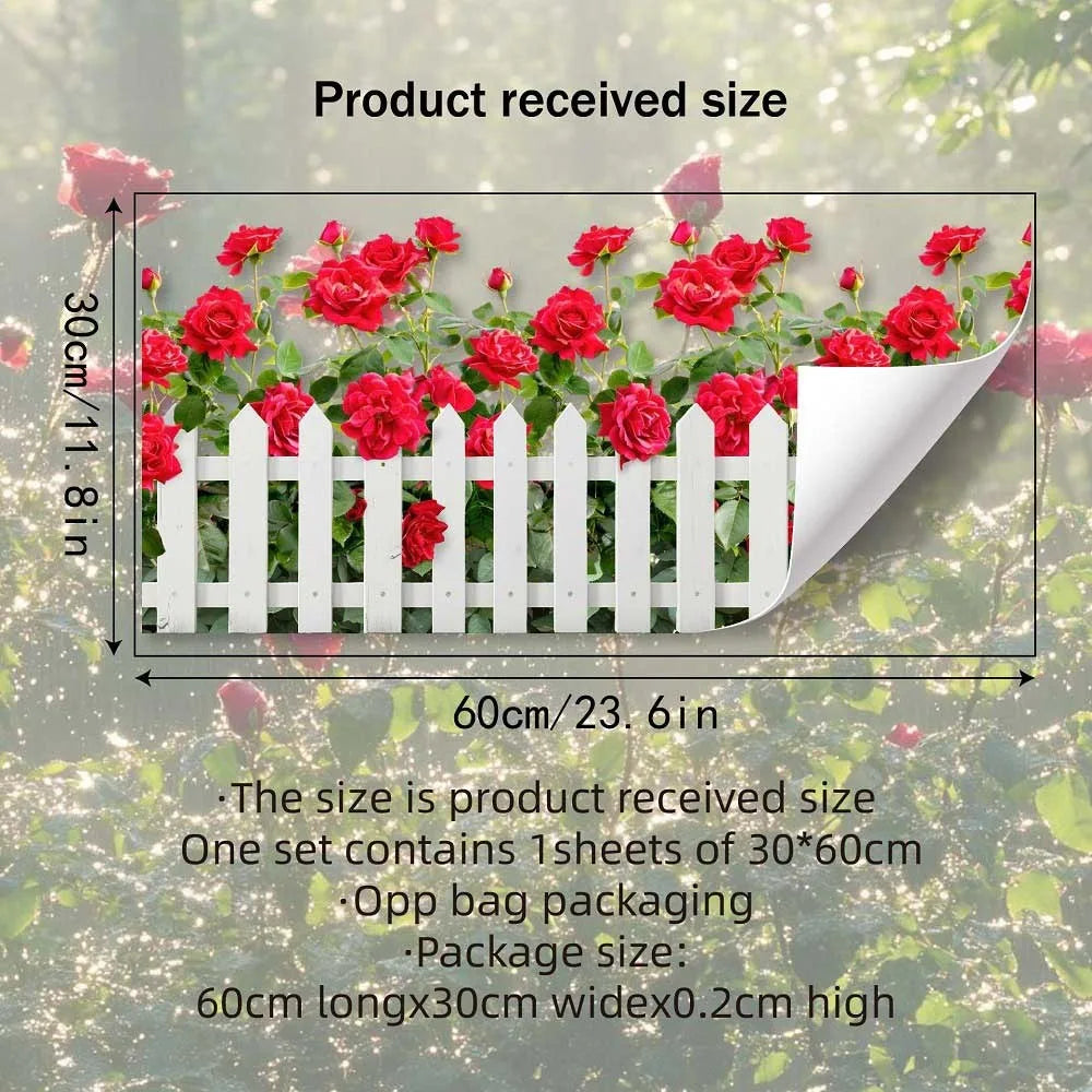 Multicolor Flower Fence Wall Sticker – Self-Adhesive Decal