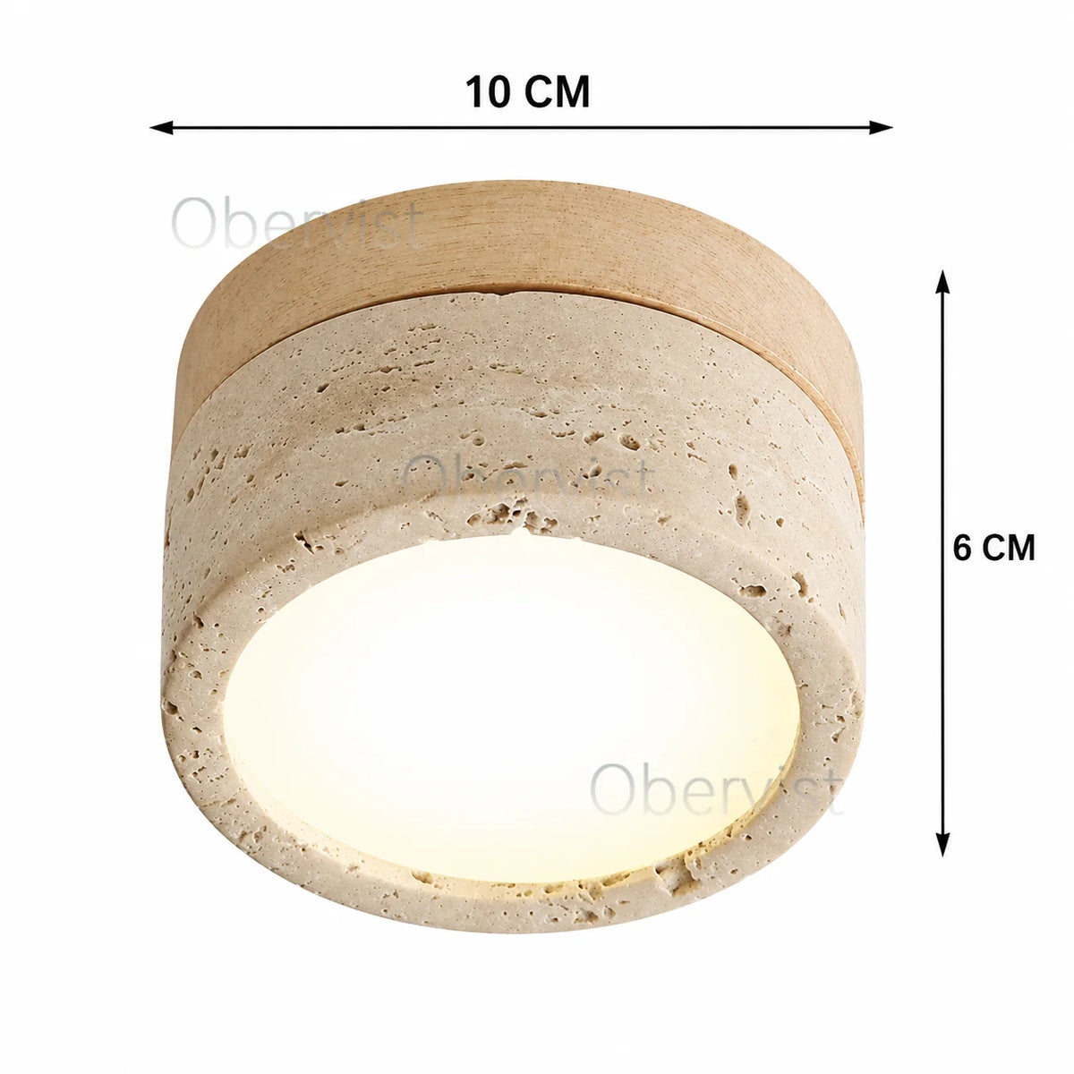 Wabi-Sabi Travertine LED Flush Mount Ceiling Light | Cave Stone
