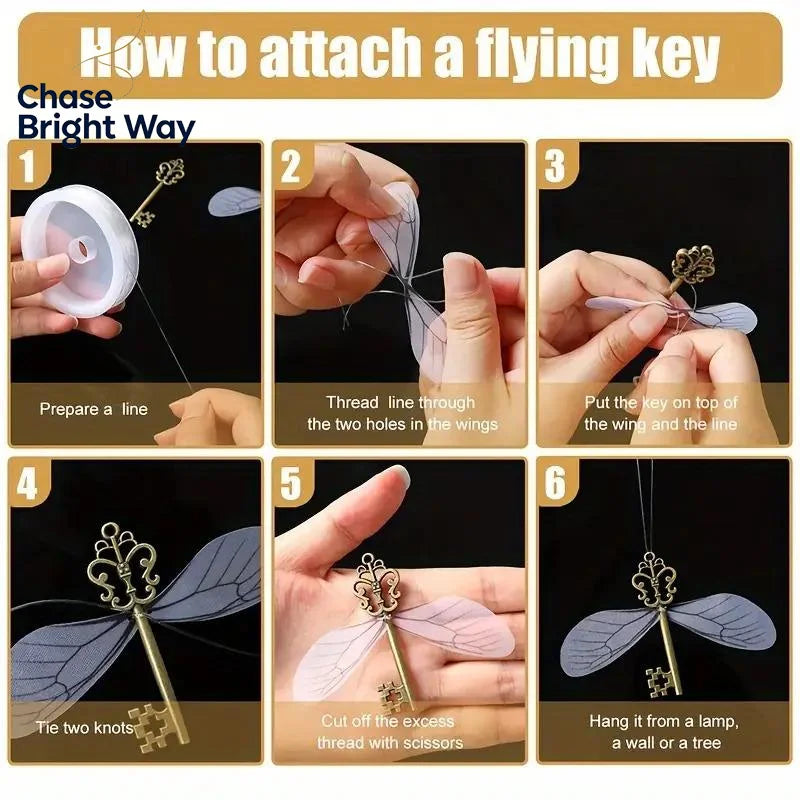 Vintage Filigree Flying Keys with Dragonfly Wings – DIY Decor