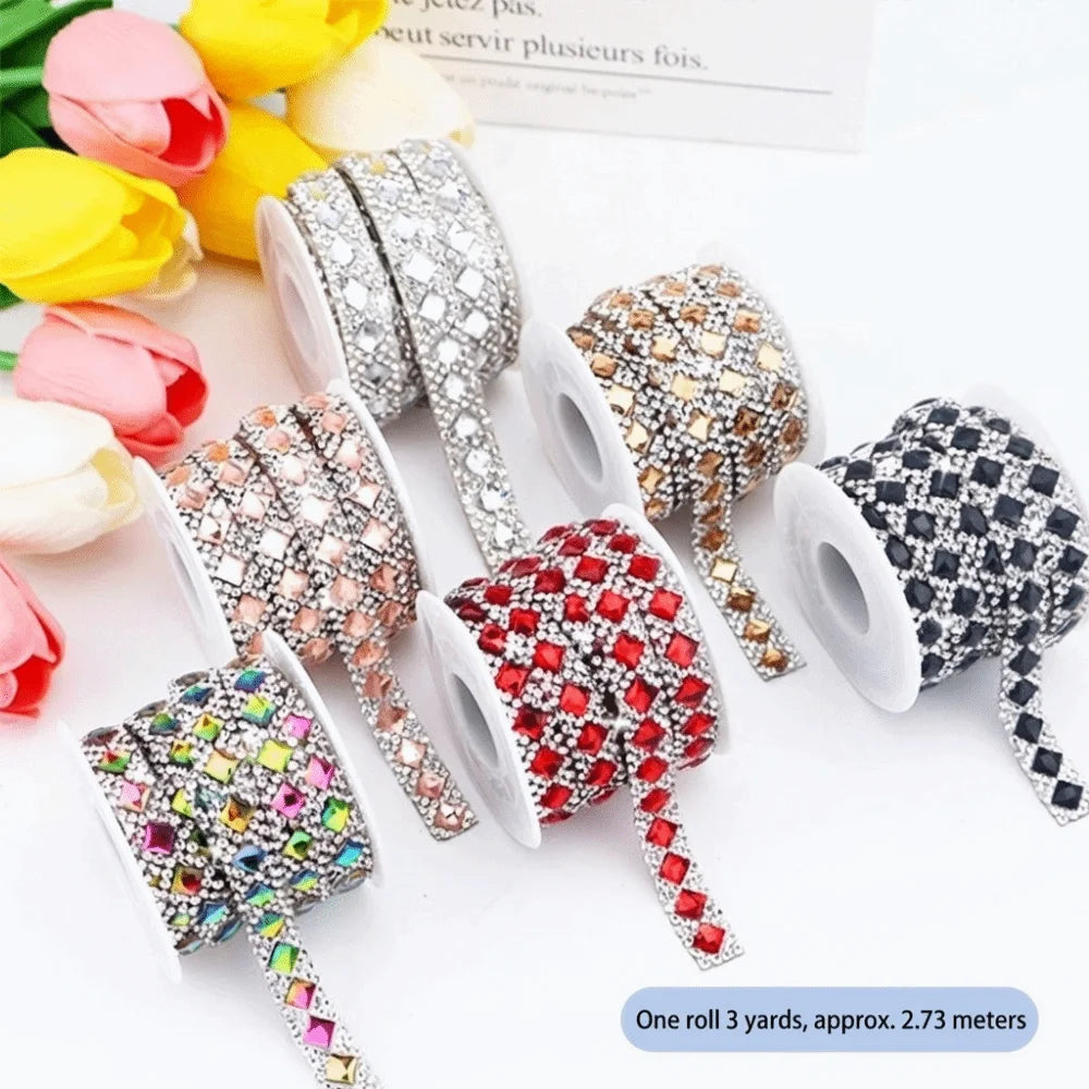 3-Yard Self-Adhesive Square Rhinestone Trim Strip | DIY Craft