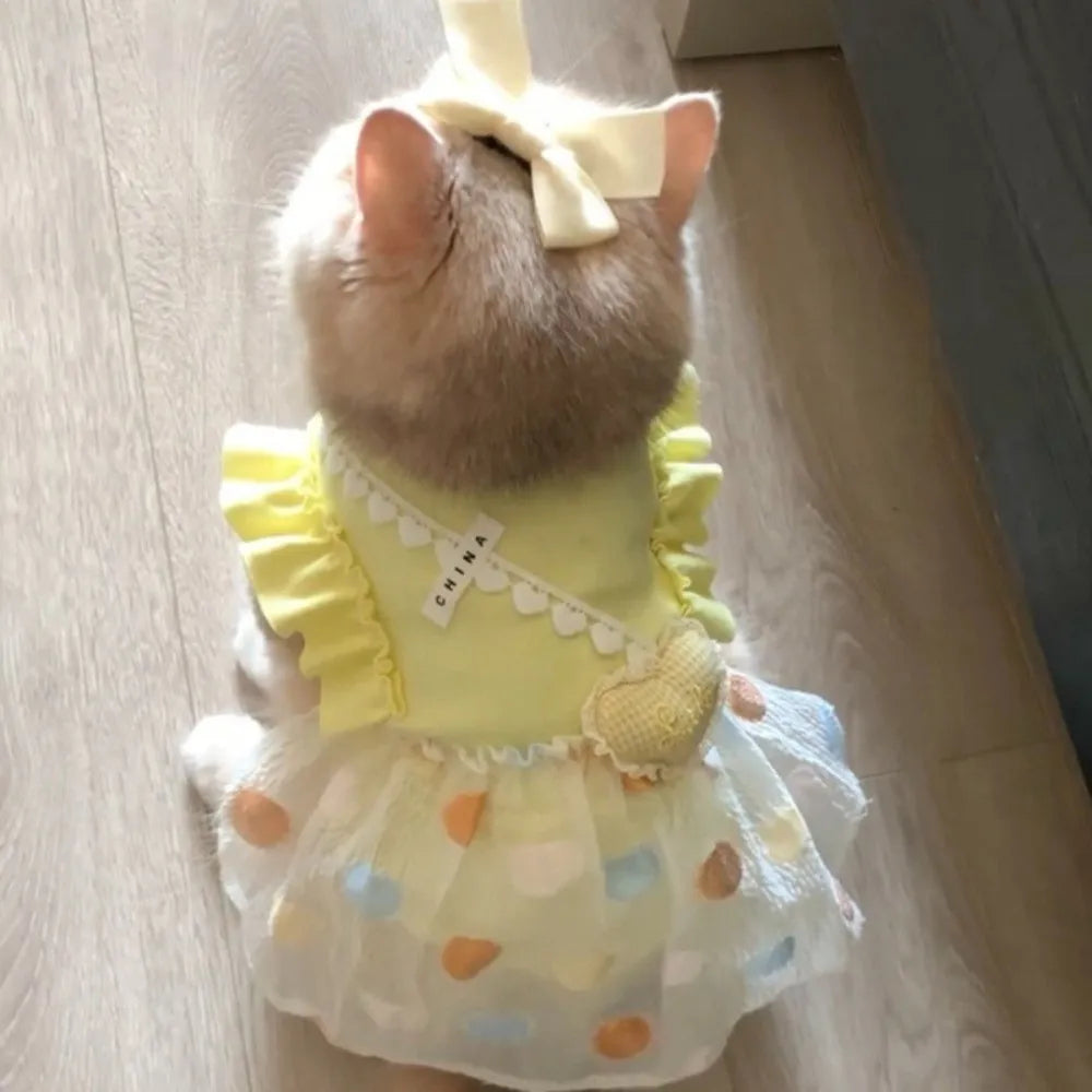 Cute Polka Dot Princess Dress for Small Dogs & Cats | Pet Skirt