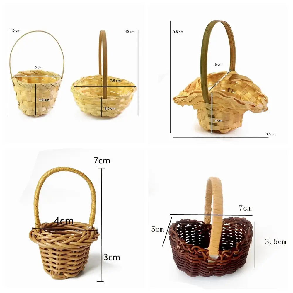 Mini Woven Braid Flower Basket with Handle – Multicolor