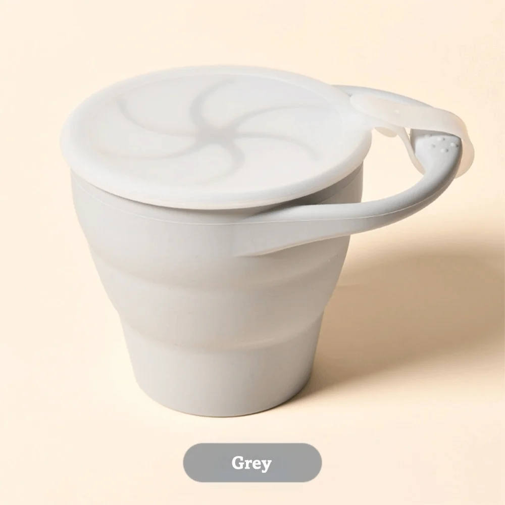 Foldable Silicone Baby Snack Cup with Lid – 350ml Kids Container