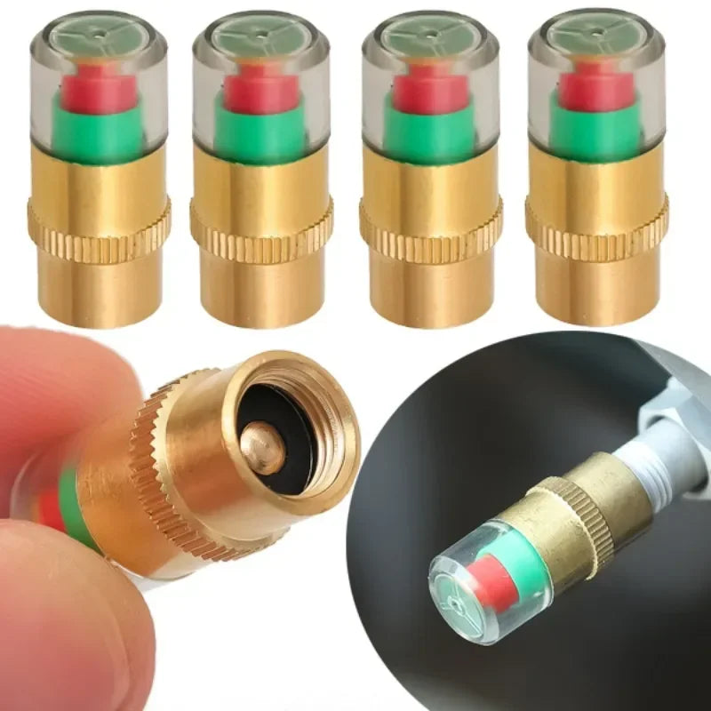 Tire Pressure Indicator Valve Caps – Color Alert, 1 or 8 Pack