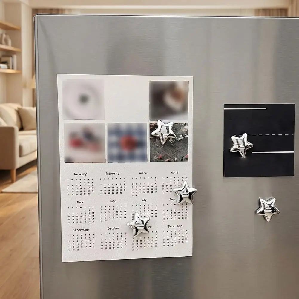 Silver Star Fridge Magnets – 10-Pack Vintage Resin Decorative