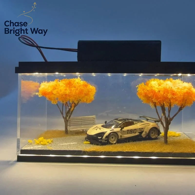 1:64 Scale Autumn Diorama Acrylic Car Model Display Stand