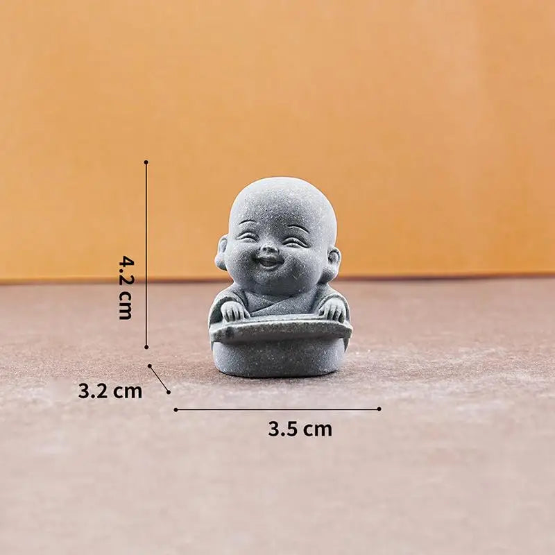 Zen Little Monk Statues – Resin Buddhist Figurines, 1 or 4 Pc