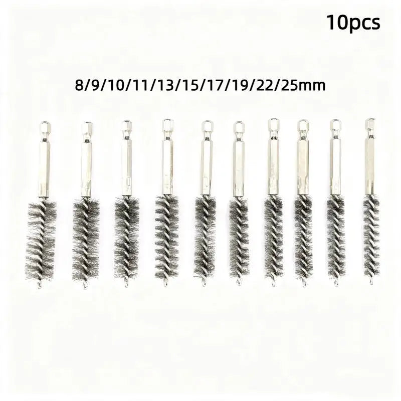 Stainless Steel Bore Brush Set 6–14 Pcs | 1/4" Hex Pipe Cleaner