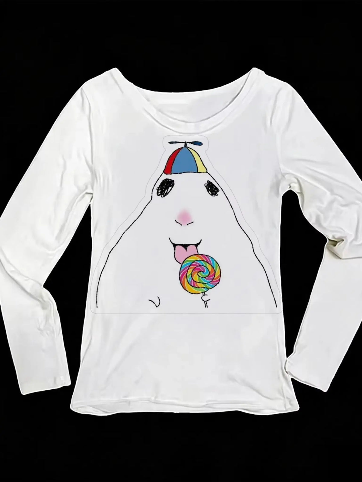 Women's Y2K Lollipop Print Long Sleeve Slim Fit T-Shirt