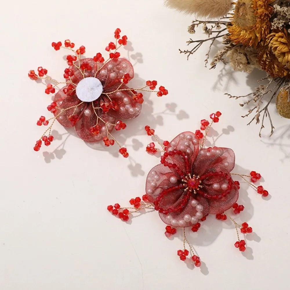 Crystal Bead Organza Flower Applique – DIY Hair Accessory