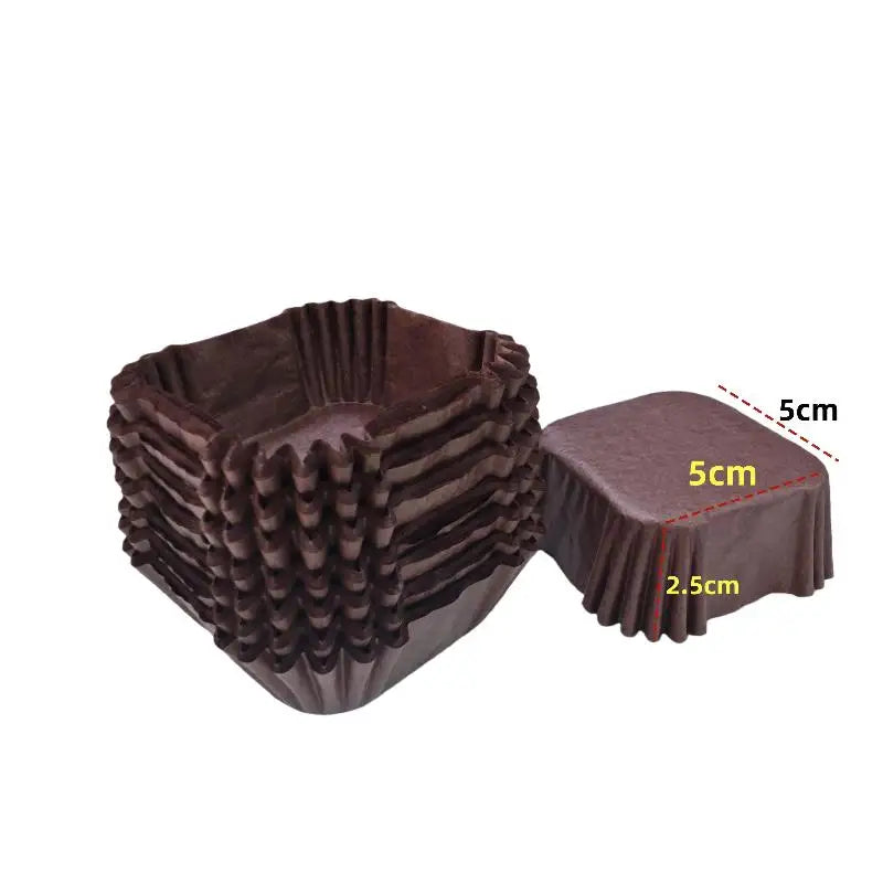 Square Mooncake Paper Liners 100/220Pcs – Oil-Proof Brownie Cups