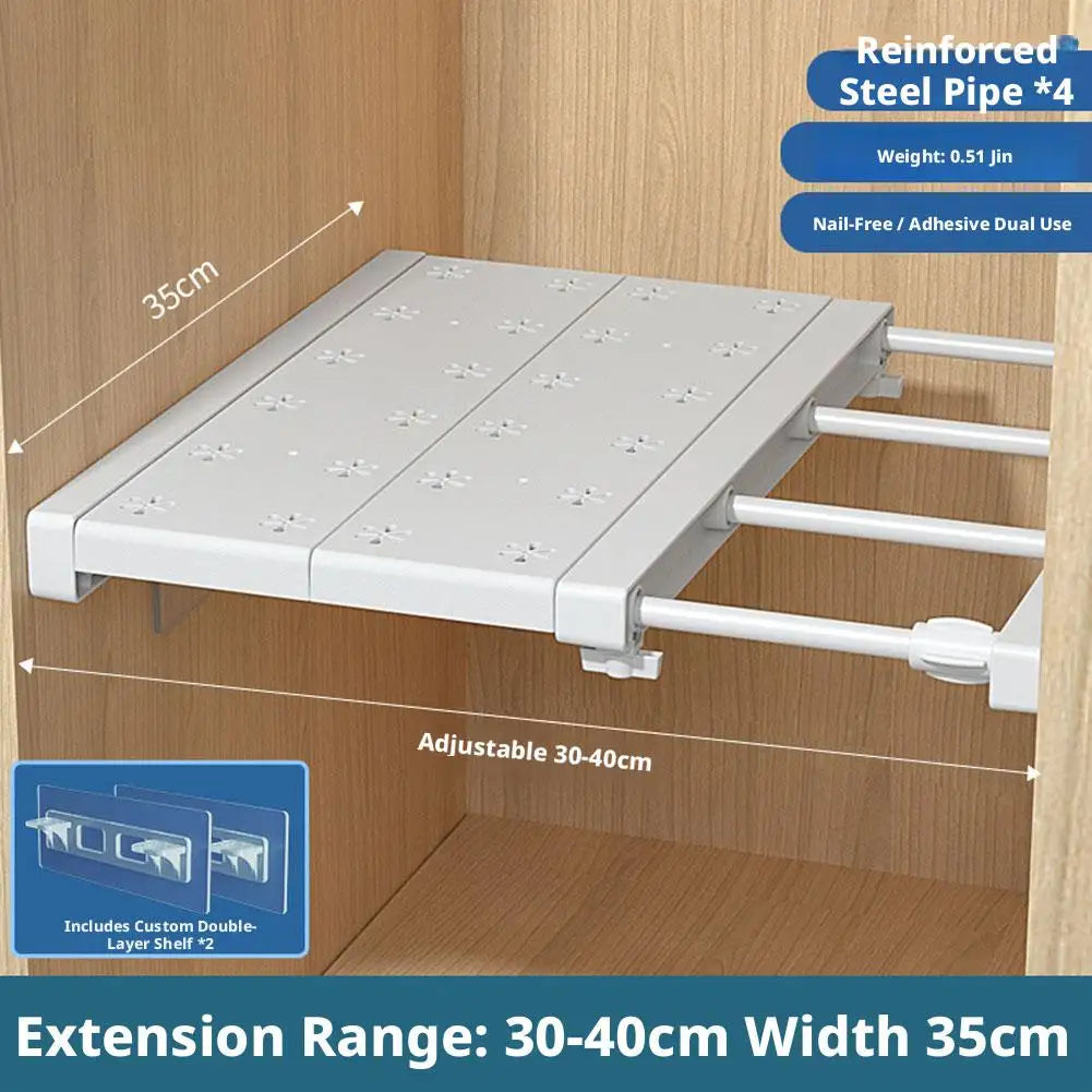 Expandable Closet Shelf Organizer – Punch-Free Retractable Divider