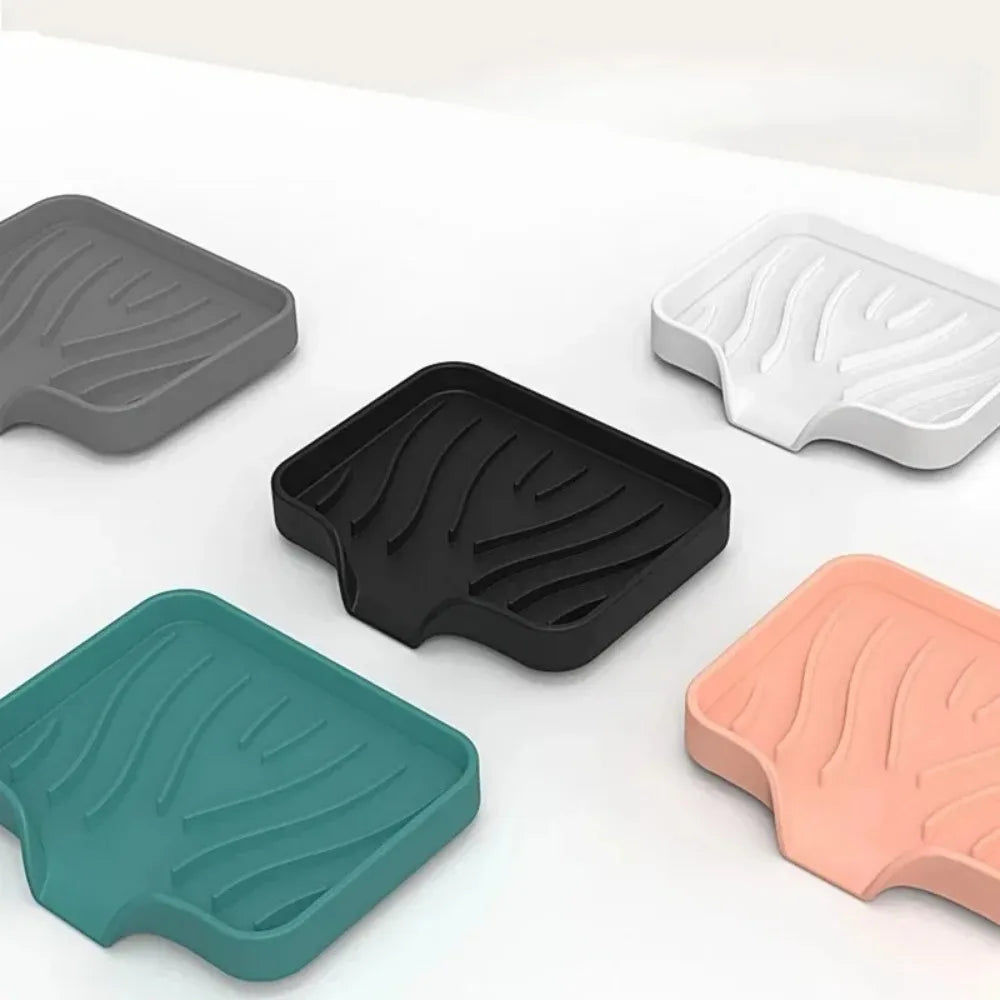 Silicone Self-Draining Soap Dish & Sponge Drain Pad