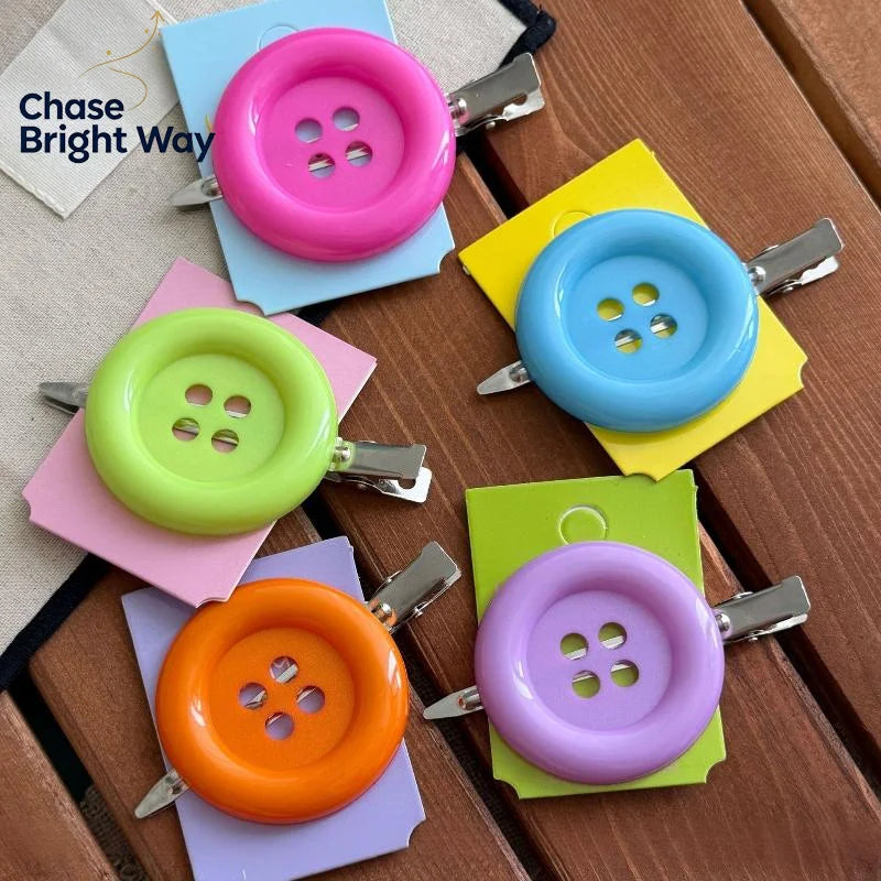 Y2K Oversized Button Duckbill Hair Clip – Retro Barrette