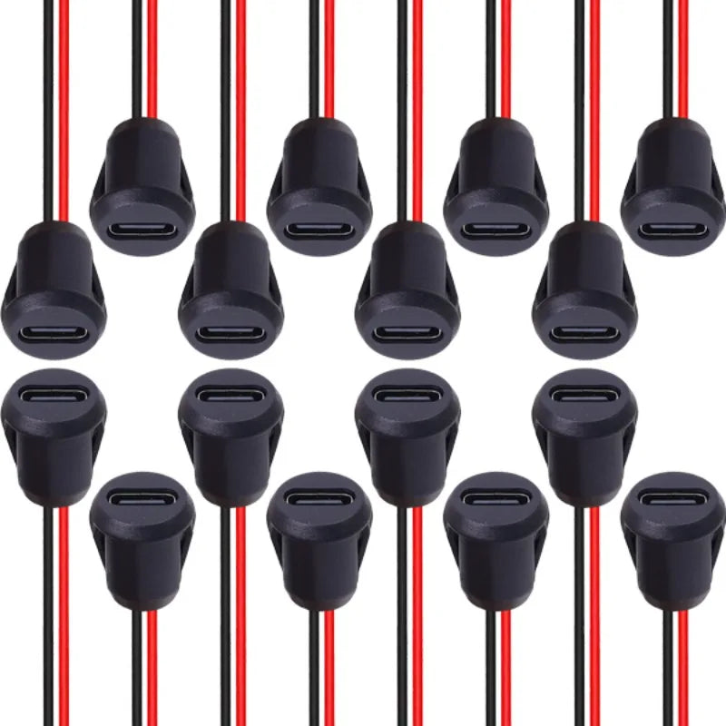 Waterproof USB-C Female Connector 2-Pin Fast Charging Jack 1–5 Pack
