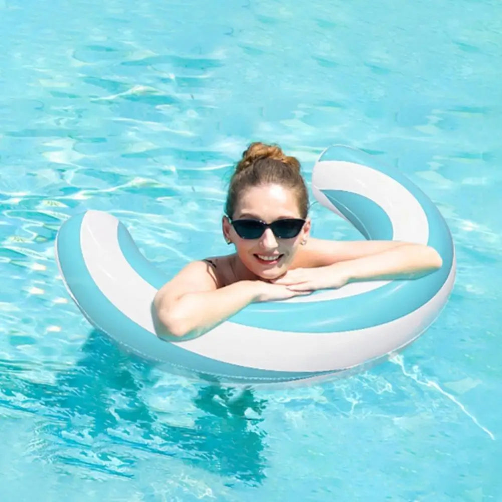 U-Shape Inflatable Pool Float – PVC Striped Adult Swim Lounger