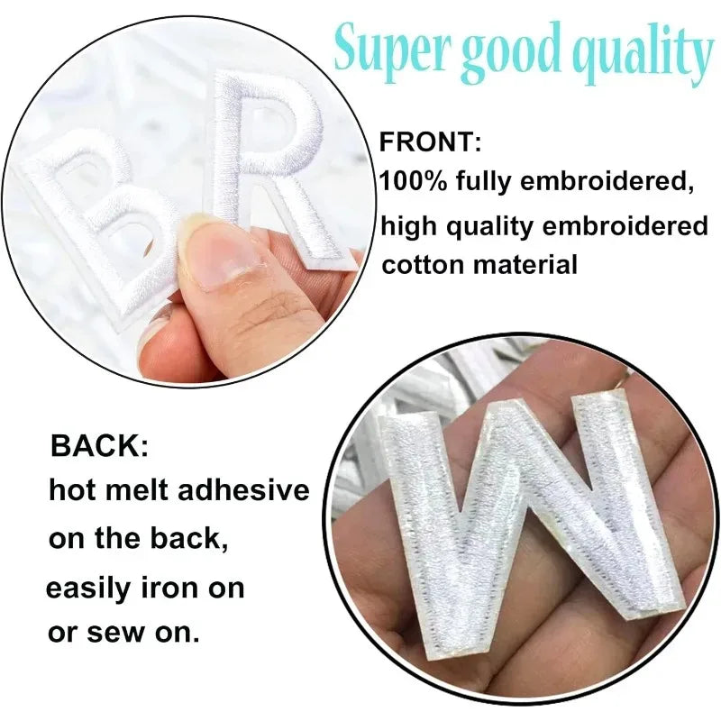 72-Piece Iron-On Letter & Number Patches – Full A-Z, 0-9 Set
