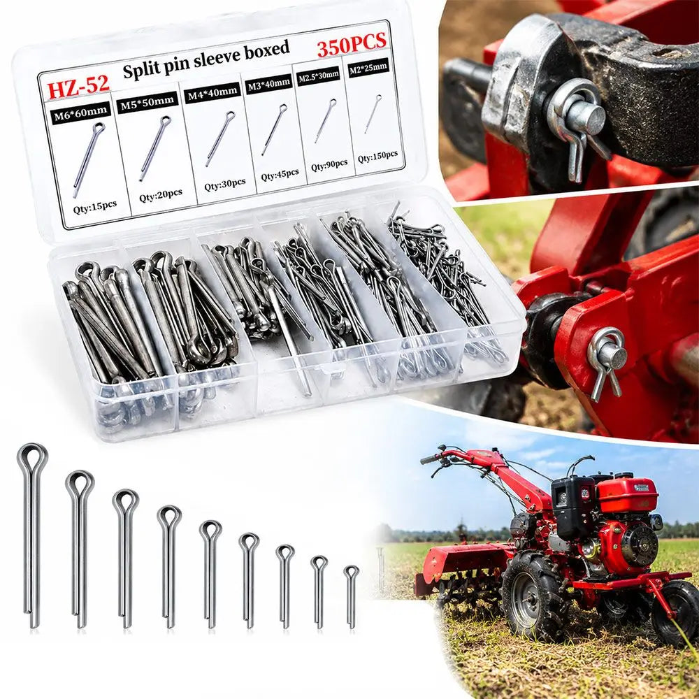 Carbon Steel Cotter Split Pin Assortment Kit – 110 or 350 Pcs