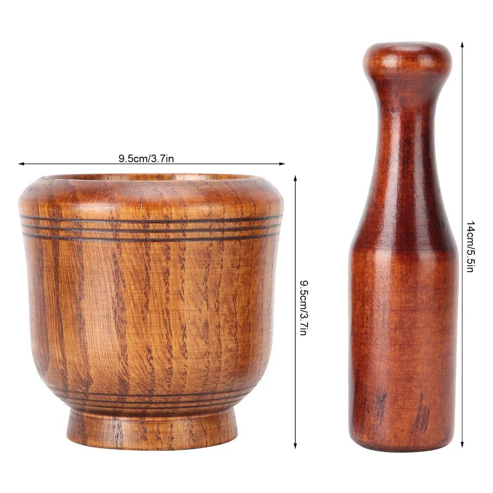 Wooden Mortar and Pestle Set – Jujube Wood Spice Grinder